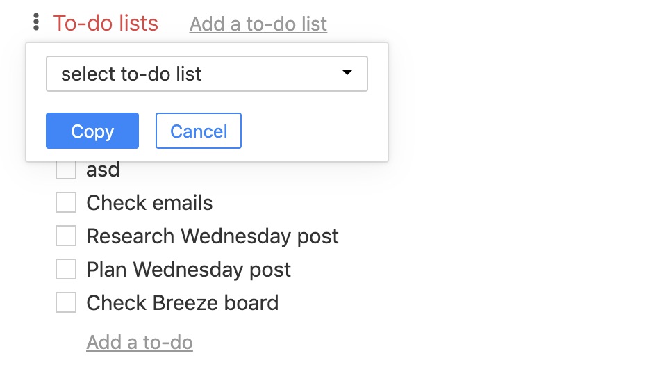 Todo lists copy